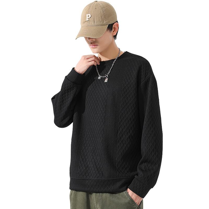 

Осенний круглый ворот свитера большого размера свободный стиль знаменитости в интернете толстовка для молодых мужчин корейская версия модный ромбовидный жаккард вафельный 8XL