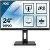 AOC Moniteur 24P2Q 60 cm (23,8 pouces) (DVI, HDMI, DisplayPort, hub USB, temps de réponse de 4 ms, 1920x1080, 75 Hz, pivot) noir