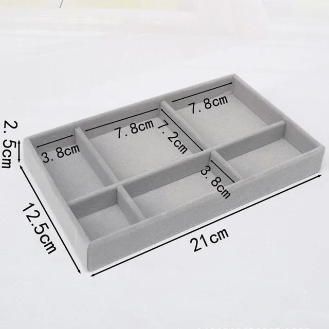 Simple Beige Grey Square Velvet Jewelry Storage Tray Display Ring Bracelet Necklace Storage Box Showcase Drawer Organizer Trays