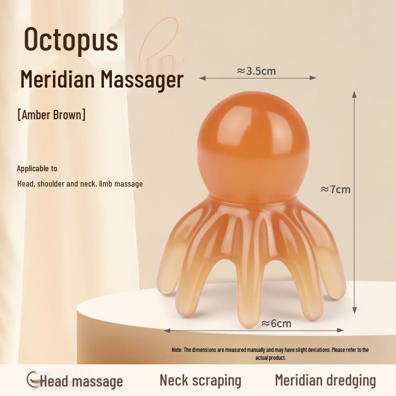 E-commerce Bestseller: Octopus Meridian Massage Comb - Resin Acupoint Scraper for Head Relaxation