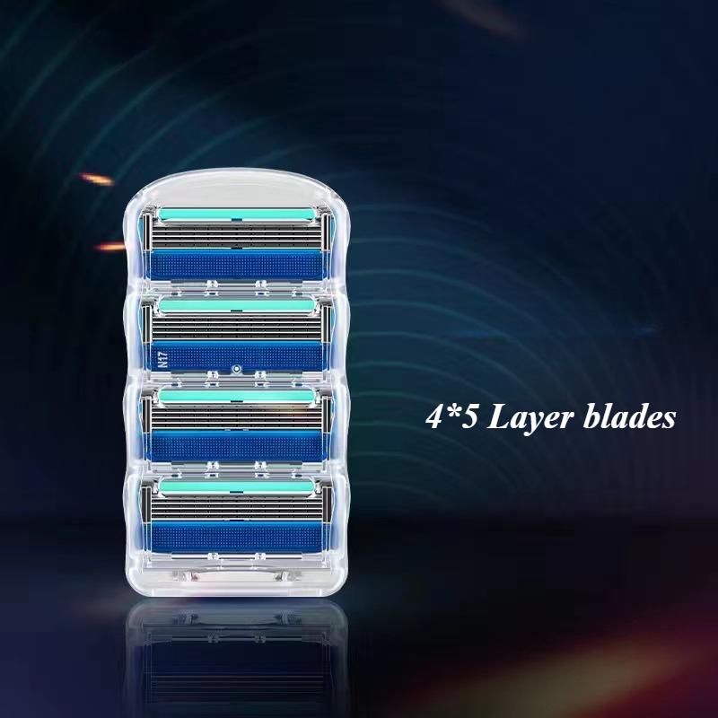 

Мужская бритва с держателем ножей, 5-слойное лезвие, со сменными головками, ручная бритва 4*5 layer blade