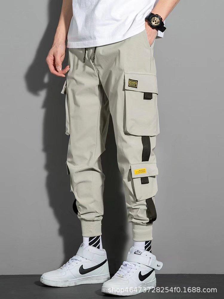 New Pants Men's Korean Version Trend Loose Student Ins Nine Points Chic Casual Overalls Trendy Brand Tied Feet