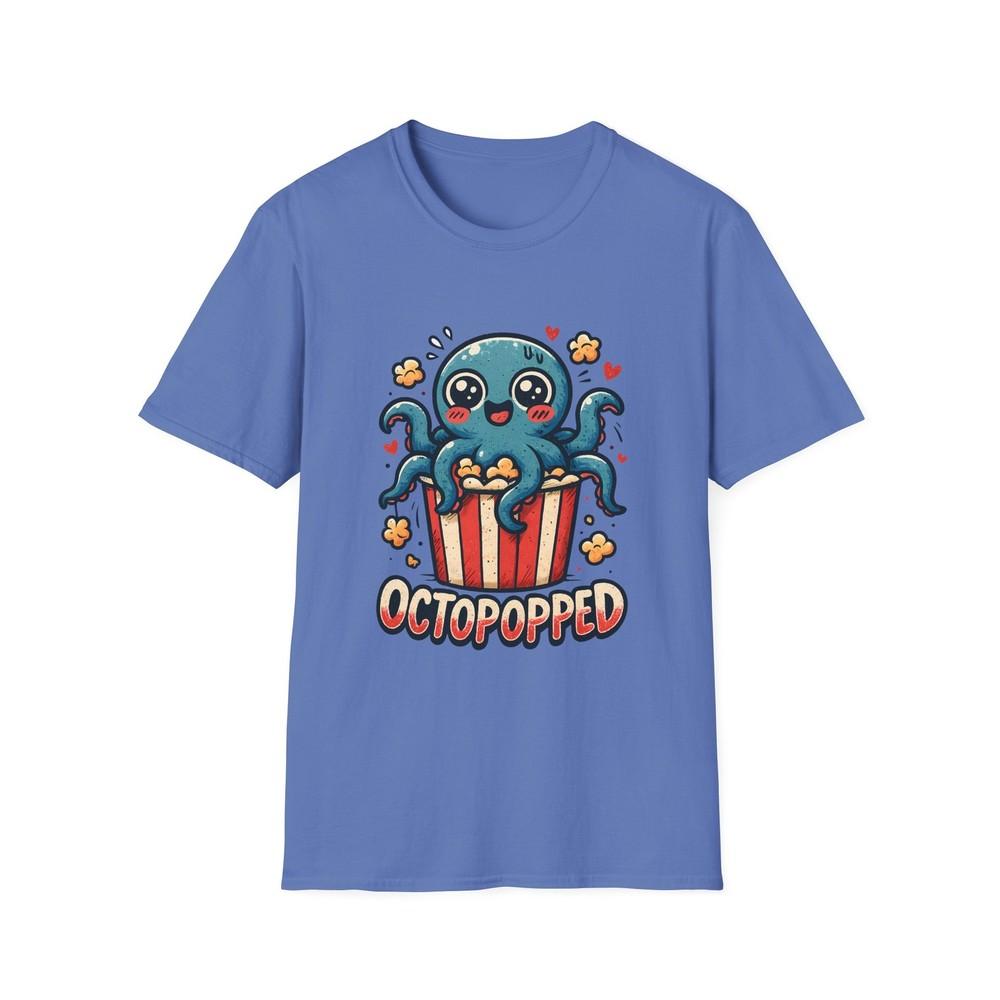 

Unisex Softstyle T-Shirt Octopus Popcorn Bucket Funny Movie Night Graphic L