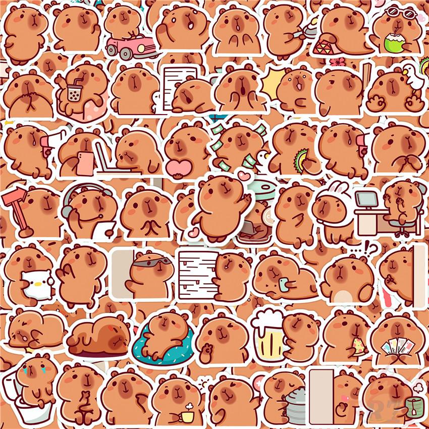 110Pcs/Set Capybara Q-2 Mini Diary Manual Stickers DIY Scrapbooks Album Decor Decals Stickers