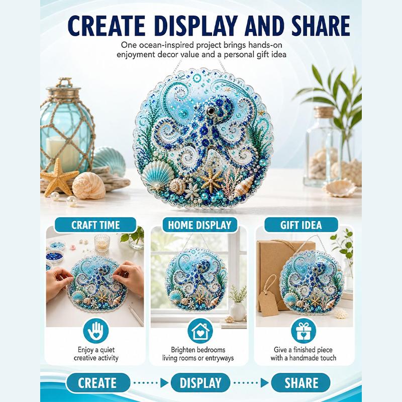 Ozeanperlen Kunst DIY Hängendes Ornament Kit 5D Spezielle Form Diamantmalerei für Erwachsene Fensteraufhängung Dekoration Geschenk für Bastelliebhaber