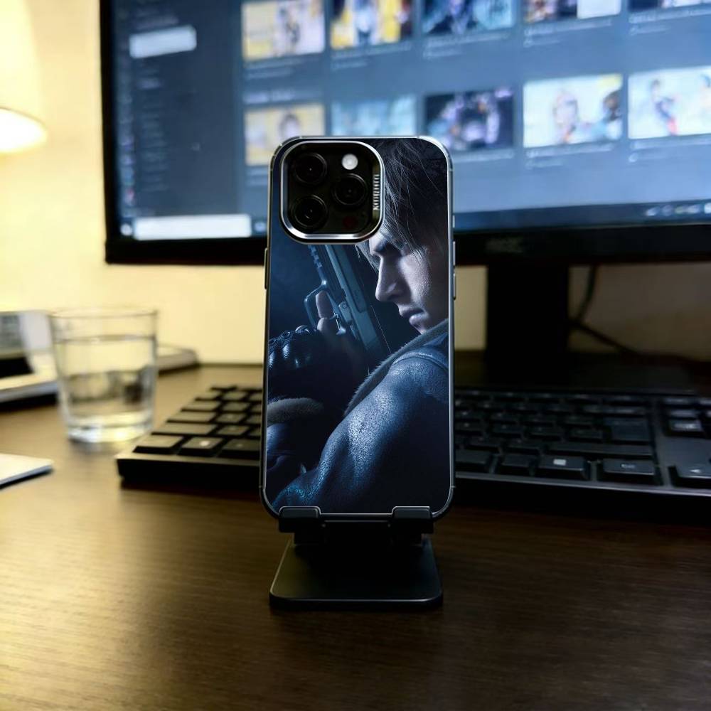 Leon Kennedy Phone Case For iPhone 17,16,15,14,13,12,11 Plus,Pro Max,XS,Colored Silver Plated Inside Cover