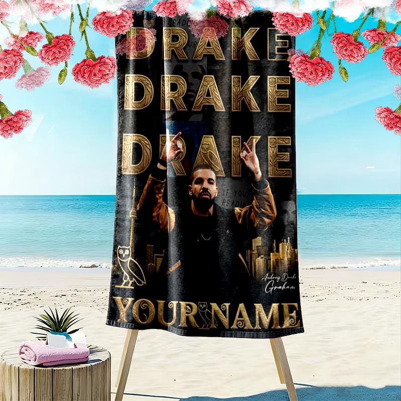 Name Custom Drake Print Beach Towel, Large Soft Quick Dry Towel for Beach Camping Swimming