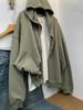 Extra Large 300lb Zippered Hooded Cardigan Sweatshirt Jacket Women Spring Loose Beanie