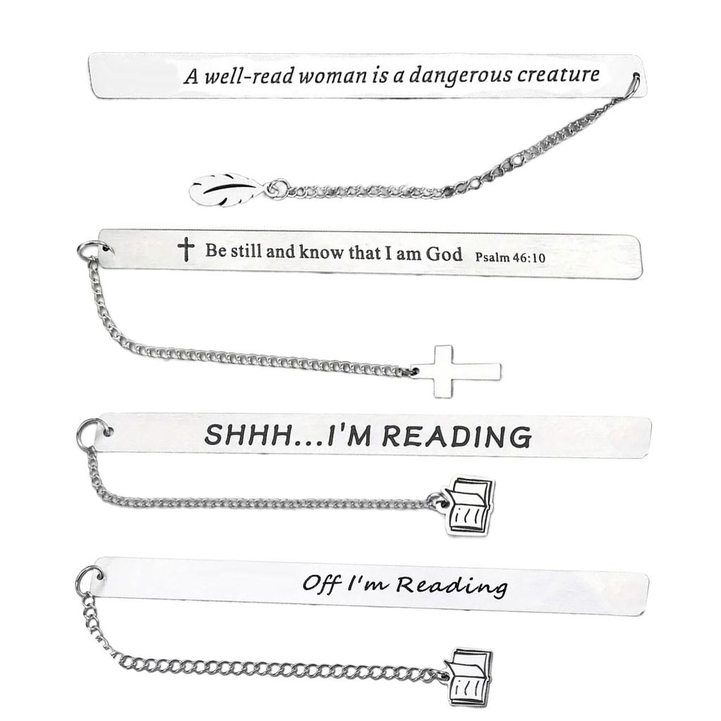 Stainless Steel Bookmarks Inspirational Bookmarks Pendant Bookmarks Metal Bookmarks Page Divider for Teacher Book Lover