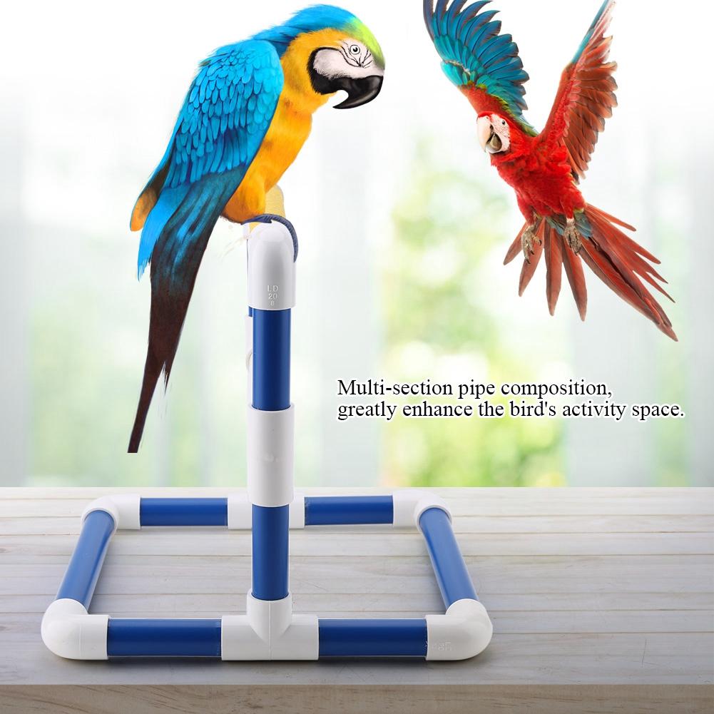 Parrot Stand Perch Rack Bird Play Center Toy Tray Training (Scrub)