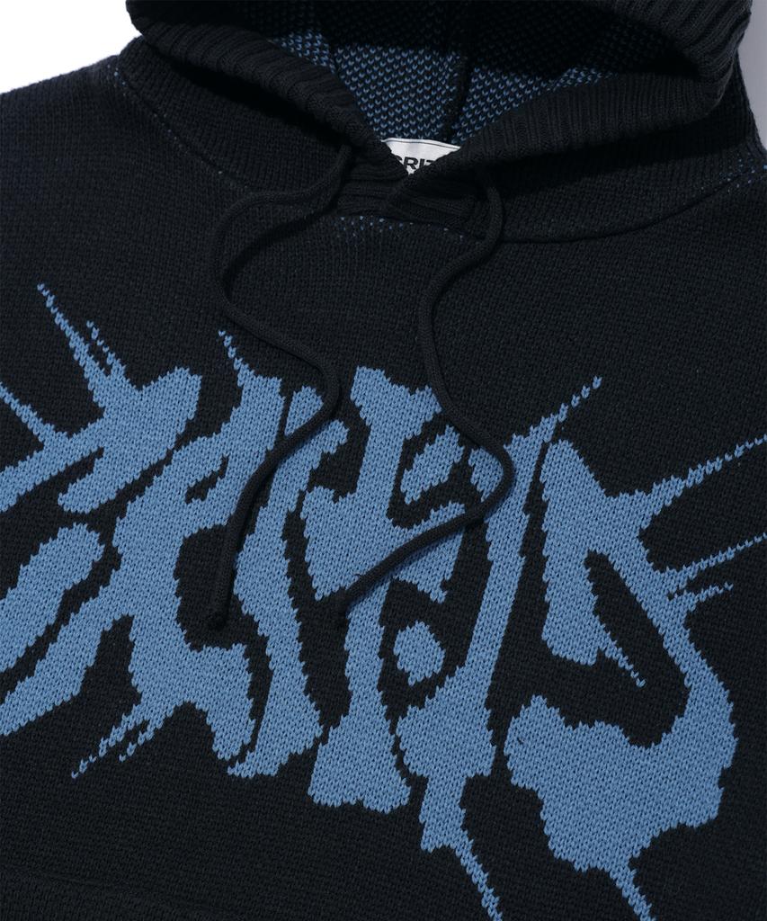 CRITIC Goth Logo Hood Knit Charcoal