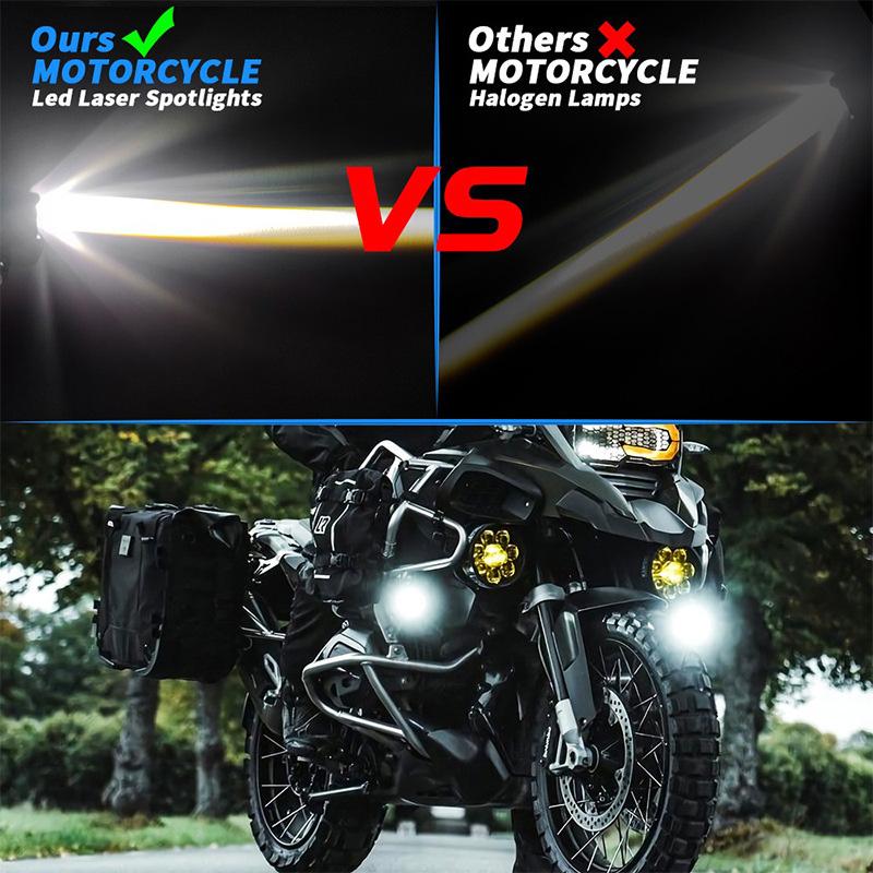 1/2pcs Motorcycle LED Fog Lights Yellow White Spotlight Auxiliary Lamp Universal Headlight Fit for Motorbike, Bicycle, Off-road, 4WD, ATV, SUV, UTV