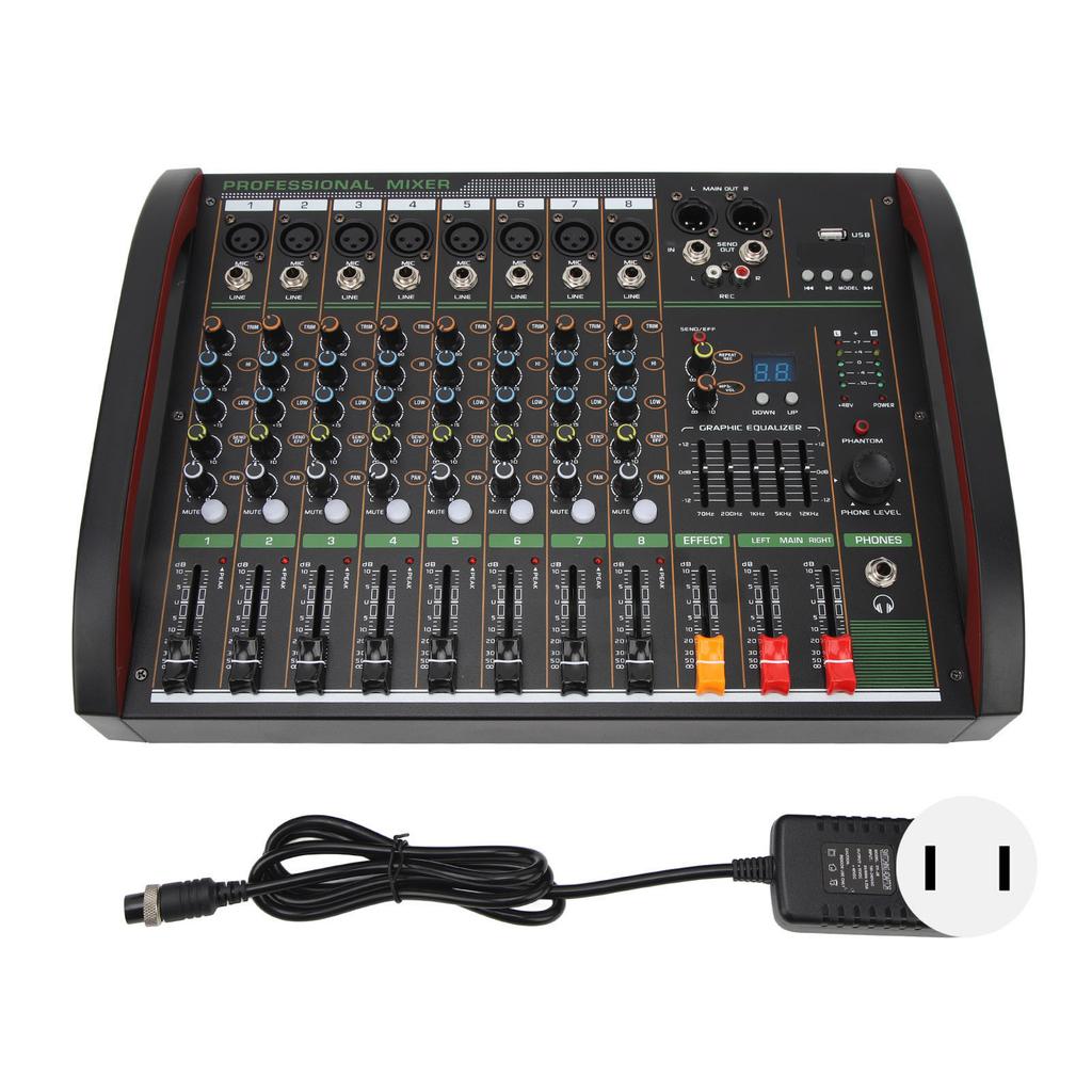 Digital Sound Mixer 8 Channel Bluetooth Transmission USB Sound Board Console for Studio Stage Live Streaming