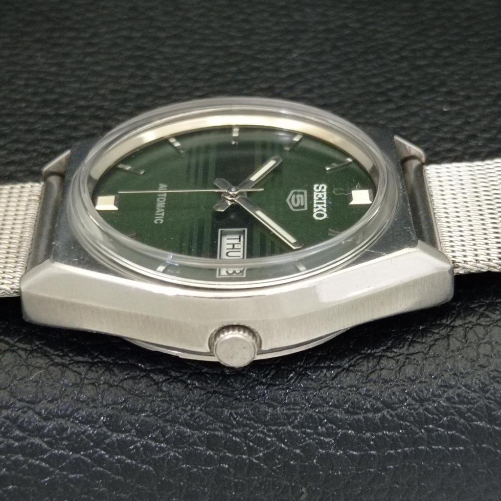 JAPAN VINTAGE SEIKO 5 AUTOMATIC 6309A MENS GREEN COLOR DIAL WATCH a500802-5 R154-a500802