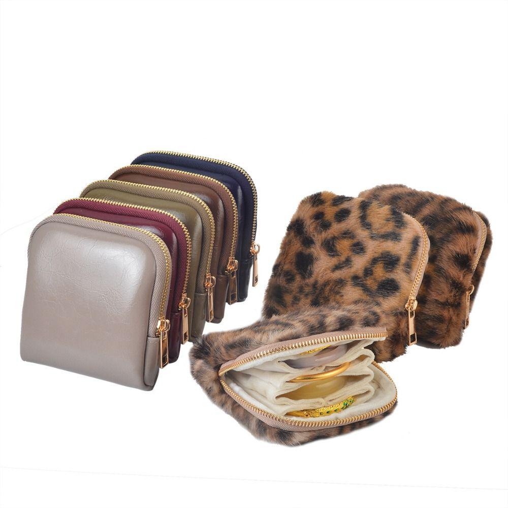 Anti-Scratch Jewelry Storage Bag PU Bracelet Display Pouch Zipper Jewelry Bag Home Storage