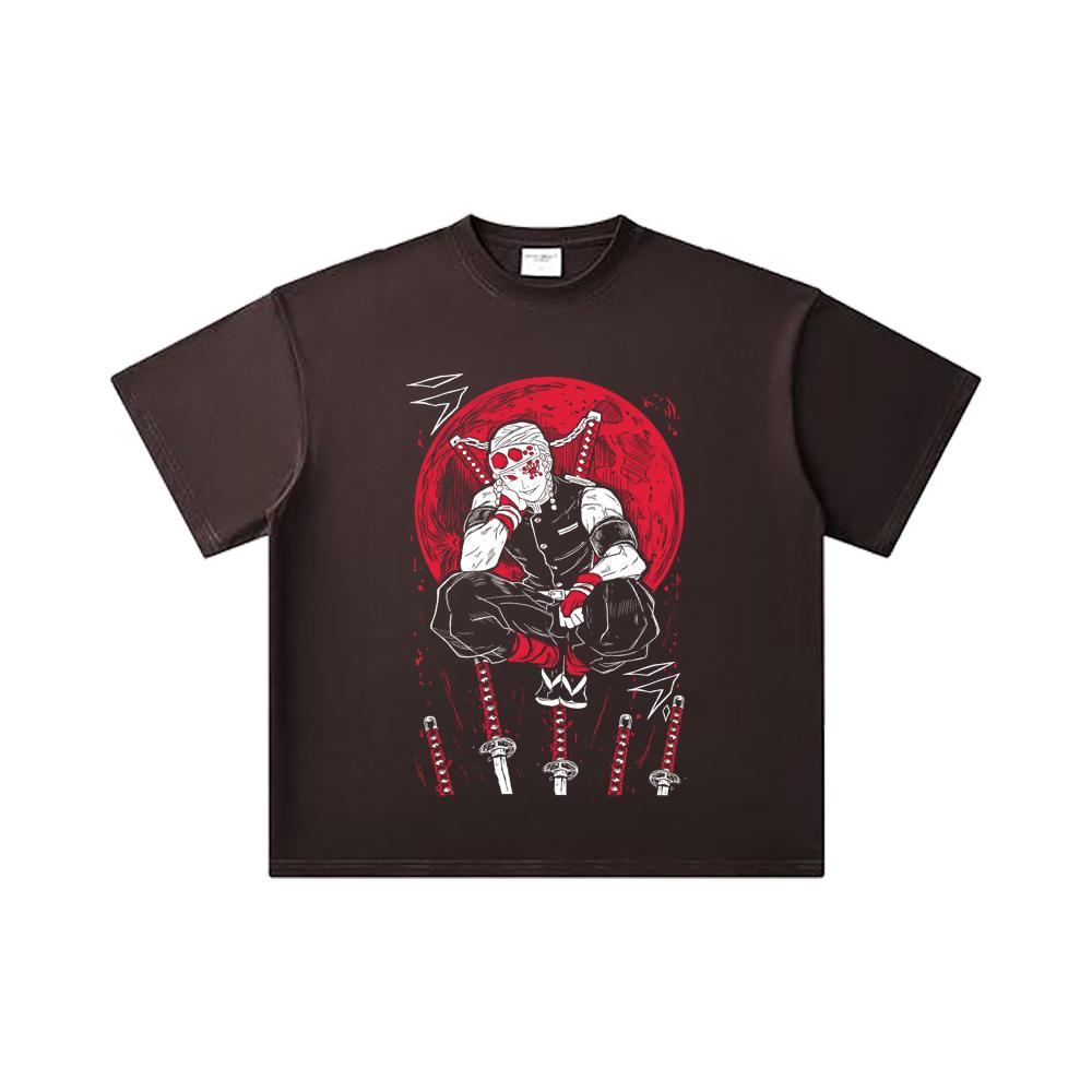 260 GSM Double Yarn 32 Count 100% Cotton Demon Slayer V48 Uzui Print Unisex Heavy Cotton T Shirt