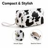 Cow Print Leather Makeup Bag, Portable - Cosmetic Storage Pouch