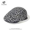 Retro leopard print forward hat female autumn and winter plush warm babes show face little beret