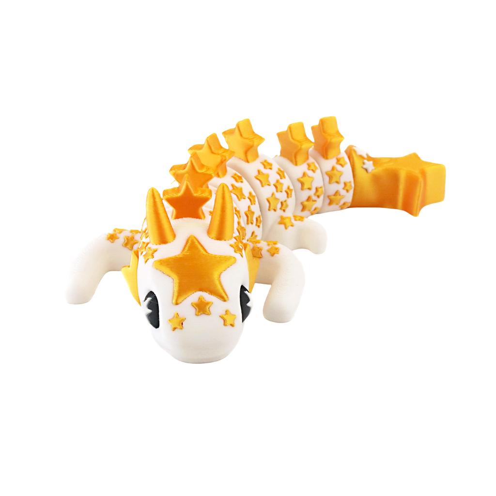 3D Printed Dragon With Stars, Creative Multi-Color Dragon Model, Joints Movable, Desktop Decoration