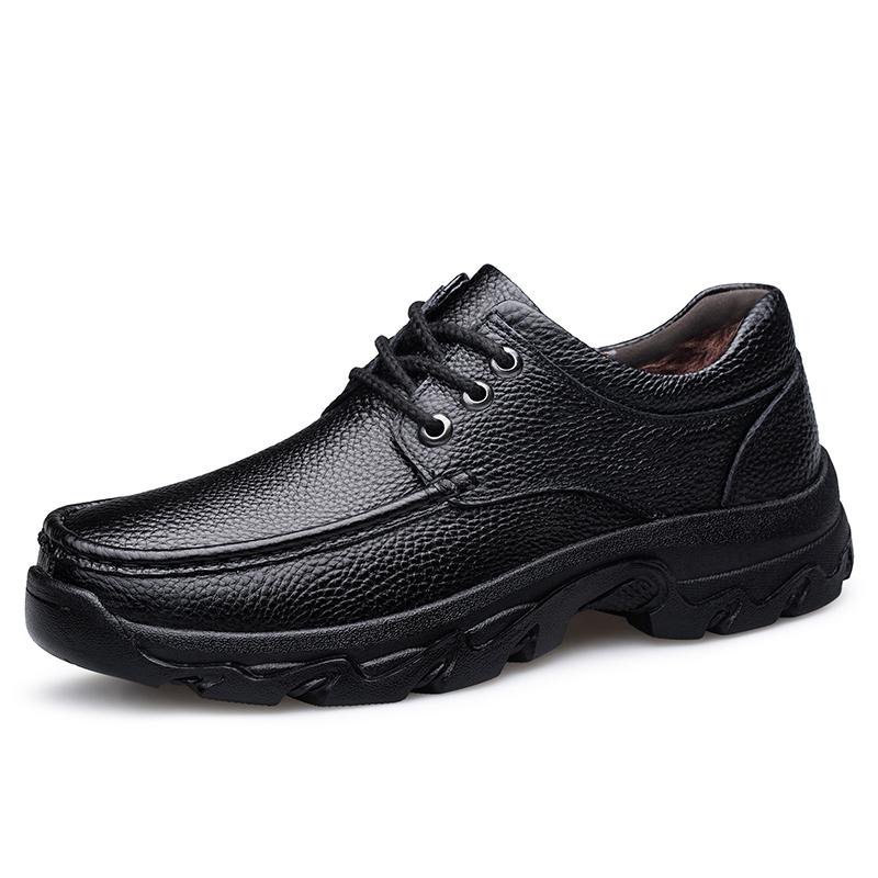 Big Size 36 - 51 Men's Leather Shoes Breathable Mesh/Winter Warm Lining Anti - Collision Toe Non - Slip Casual Business Footwear