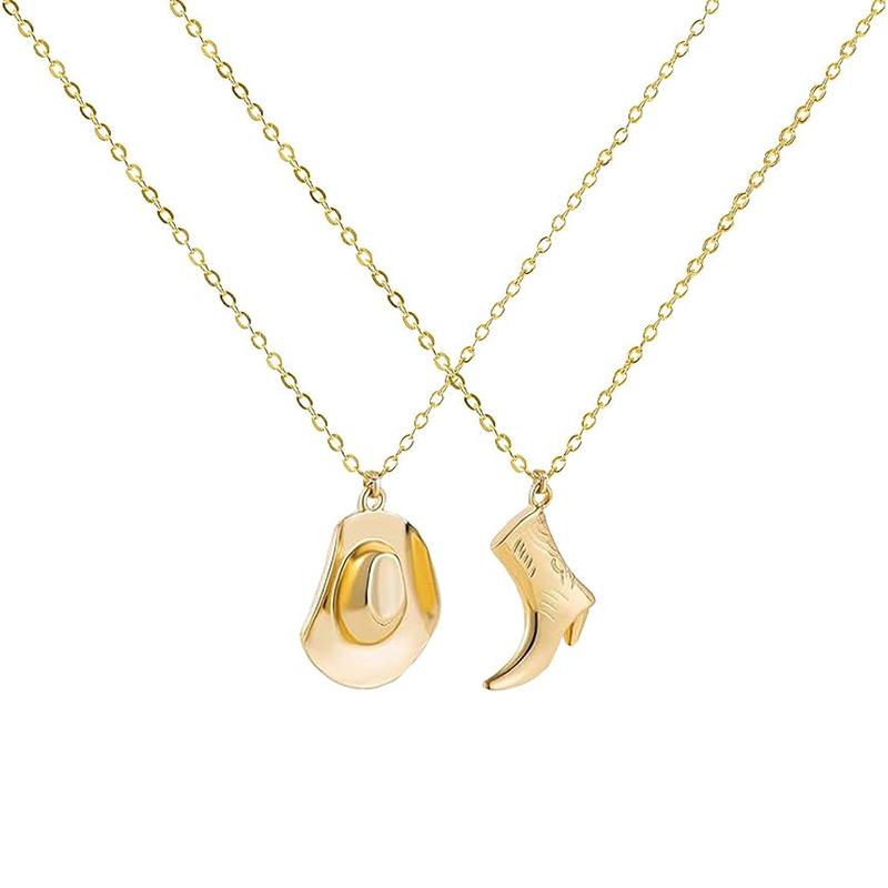 Retro Western Cowboy Hat and Boots Pendant Necklace