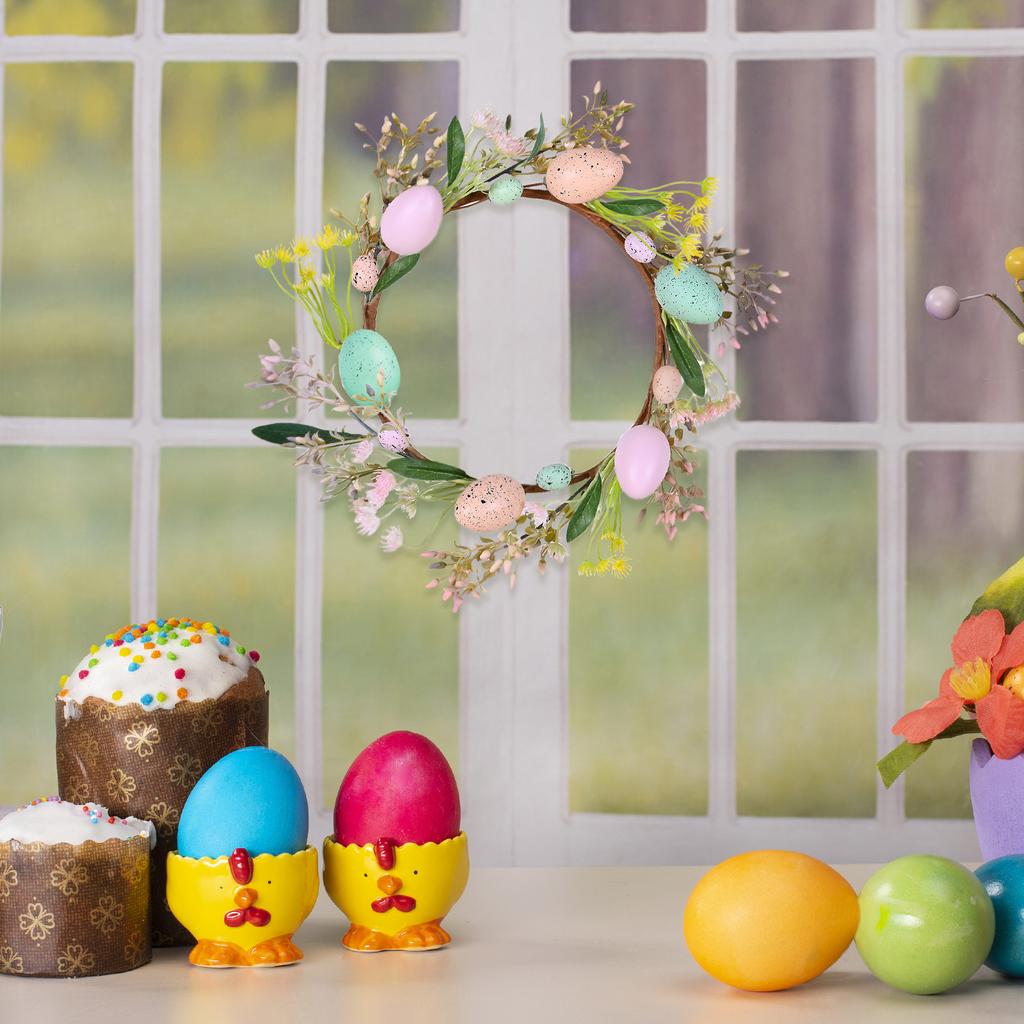 Colorful 5.9ft Artificial Easter Egg Wreath - Rustic Spring Vine Decoration for Holiday & Table Centerpiece, Decoration, 1pc