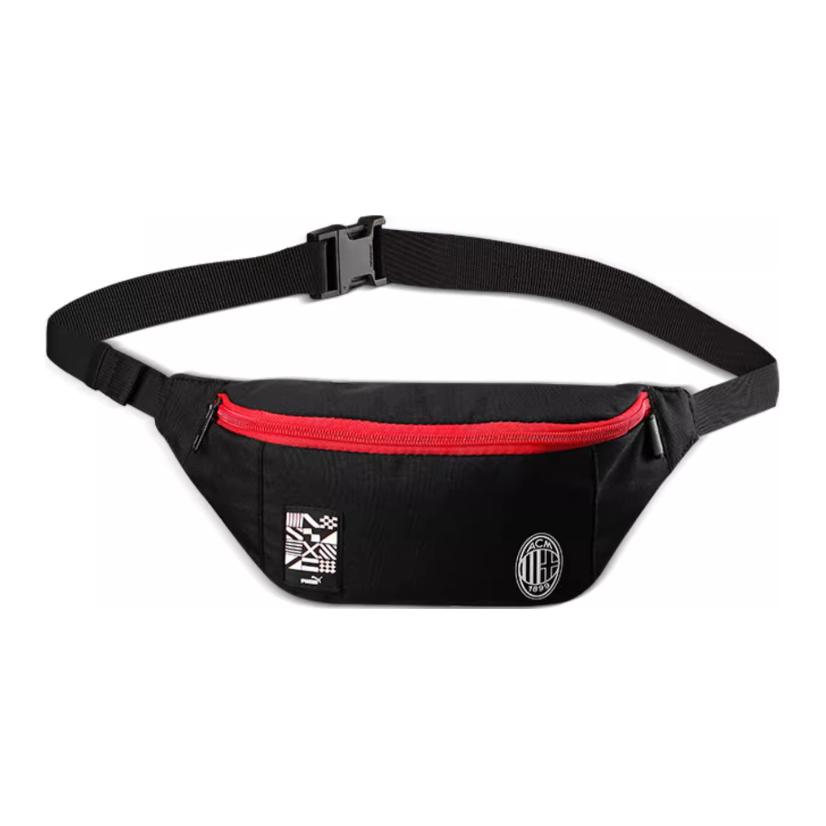 Puma X AC Milan Collaboration Portable Lightweight Fabric Waist Bag Unisex Waist Bag Black 079280-01 Black