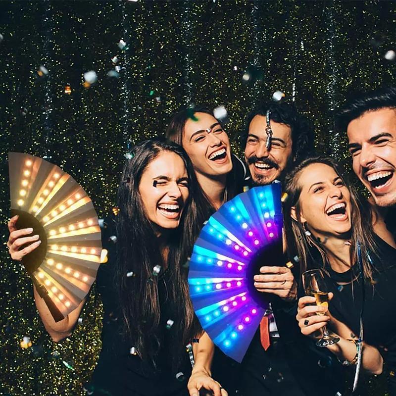 Glow Folding Led Fan Dancing Light Fan Night Show Halloween Christmas Rave Festival Accessories Glow In The Dark Party Supplies