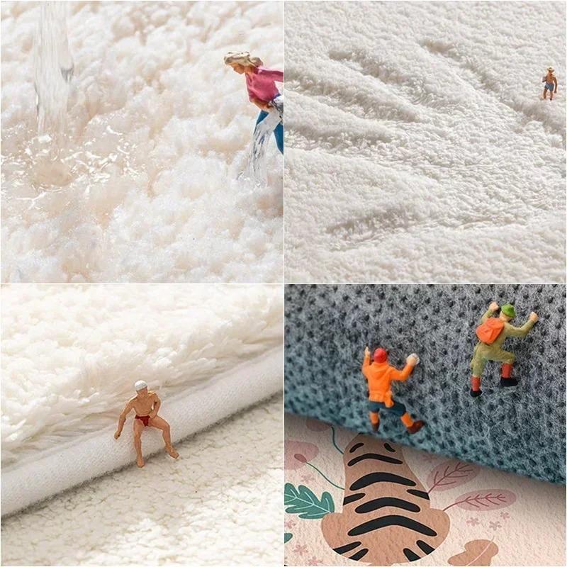 1 Stück Rutschfeste Schlafzimmer-Bettvorleger Flauschiger Weicher Teppich Bodenmatte Nordische Blumen Großer Teppich für Kinderzimmer Badezimmer Wohnzimmer Zuhause