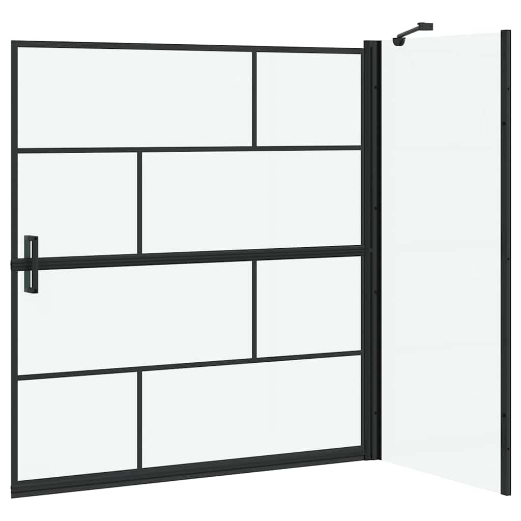 Black and Transparent Shower Screen 116 X 68 X 128 Cm