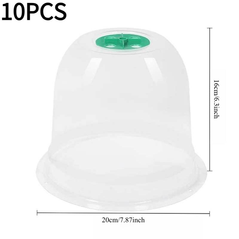 10PCS green plant thermal insulation cover mini greenhouse breeding breathable seedling cover plastic PET transparent garden seedling cover