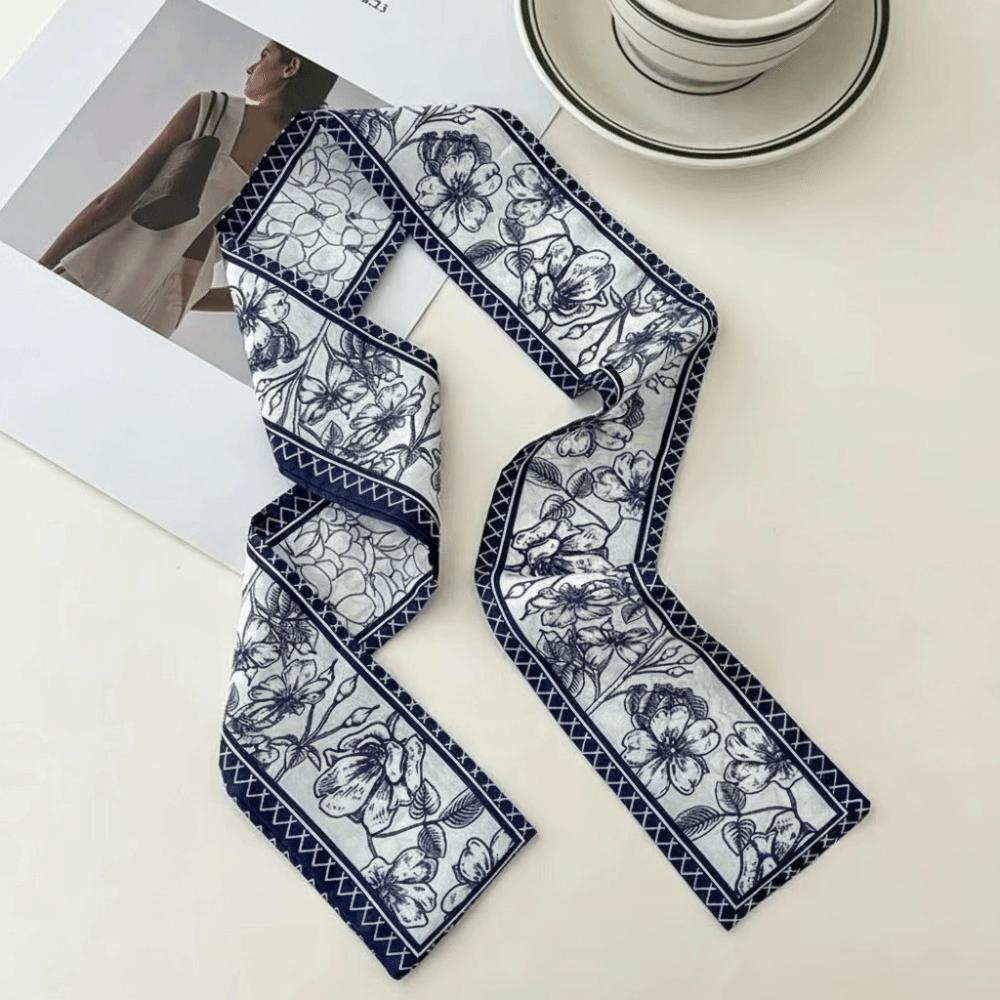Elegant Silk Scarf Retro Narrow Scarf Versatile Skinny Scarf  for Women