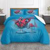Chibi Deadpool Retro Phone Duvet Cover Set 3 Piece Cute Marvel Antihero Bedding Set 80s Blue for Kids Teens Bedroom Wall Decor Gift