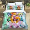 3D P-Powerpuff-Girls Cartoon Bedding Set Printed Bed Set Duvet Cover Sheet Pillowcase Bed Soft Quilt Cover Full Queen King Size