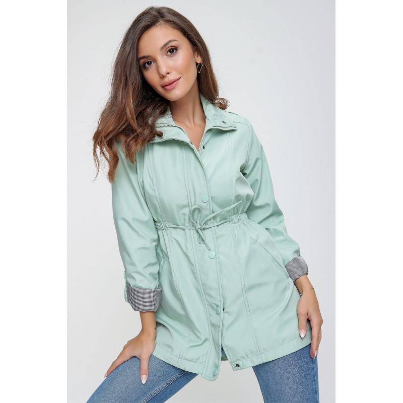 

Тренч из флиса с квадратными рукавами и складной подкладкой с завязками на талии