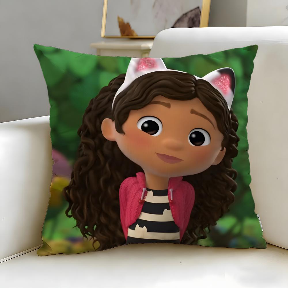 Classic Cartoon Gabby's Dollhouse Cushion Cover Soft & Easy-Wash Pillow Case – Versatile for Couch, Bed, Travel and Office