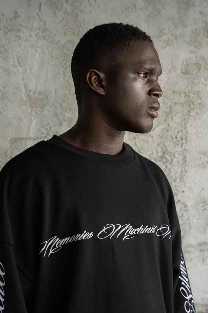 Męska Bluza Oversize z Nadrukiem „Memories” - Czarny