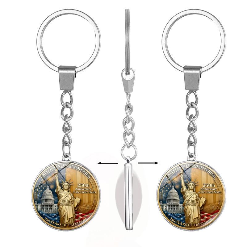 250th US Independence Day Rotating Alloy Keychain Gift