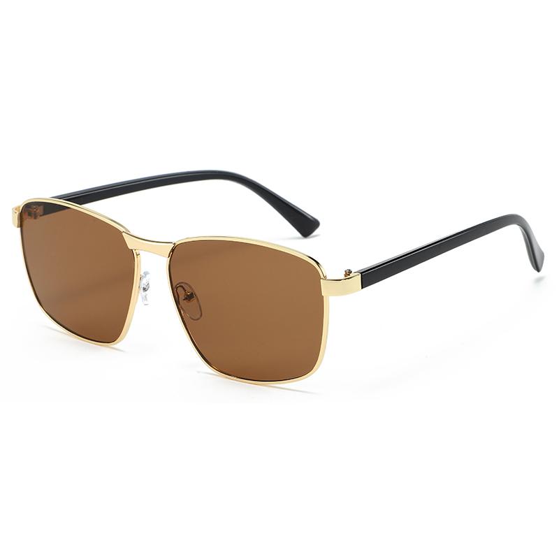 

New Fashionable European And American Retro Street Style Personalized Metal Square Frame Sunglasses For Men And Women 136 коричневий