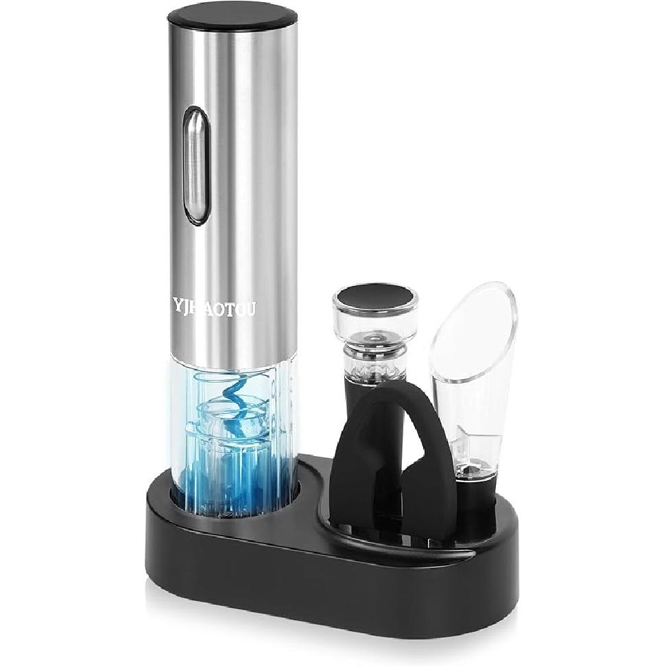Electric Wine Bottle Opener -The Wine Gift Set, Includes a Charging Wine Bottle Opener, Wine Aerator, Vacuum Wine Preserver, Storage Base, Foil RL-BGS-2