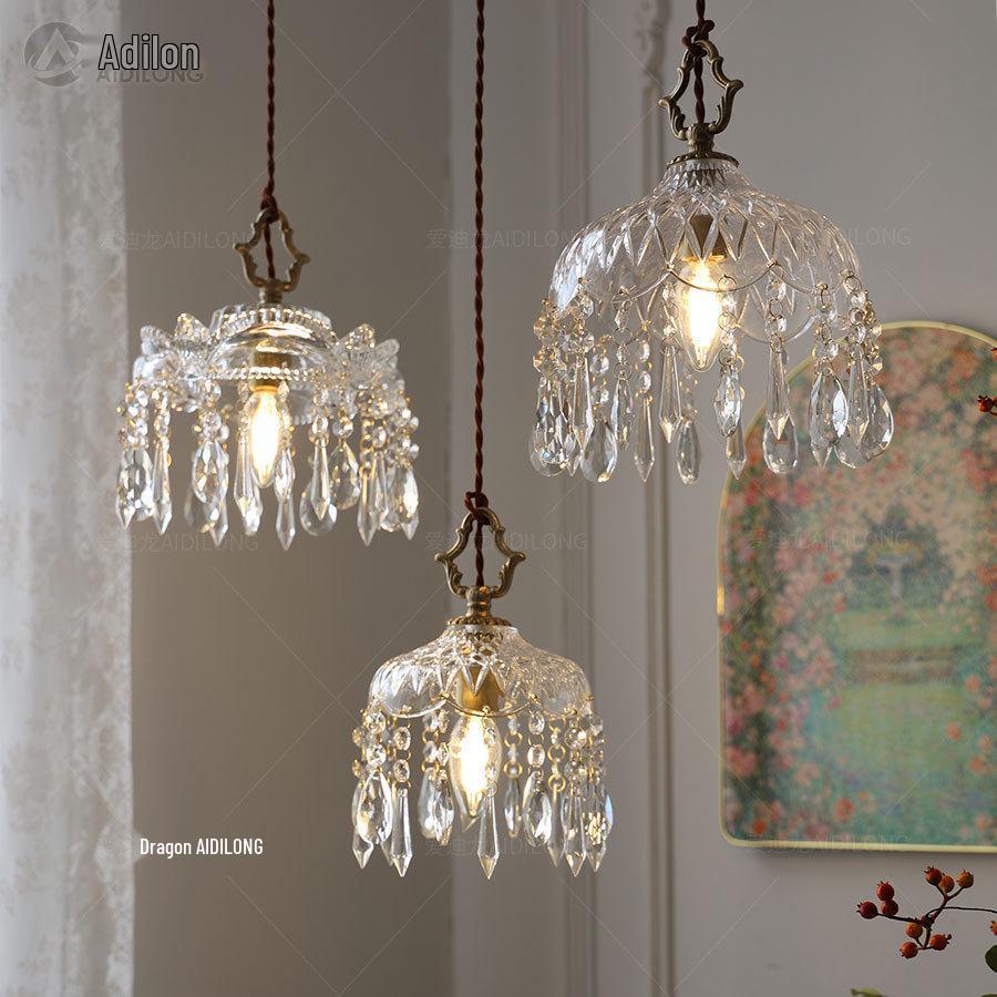 American Retro Crystal Chandelier for Hallway, Bedside, Balcony, and Cloakroom.