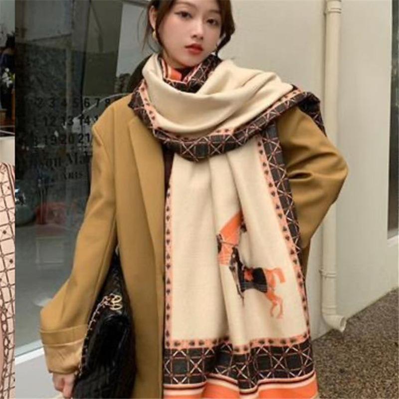 New Winter European and American Style Scarf Women's Shawl Thickened Warm Summer Office Air Conditioned Room Cloak Double Sided