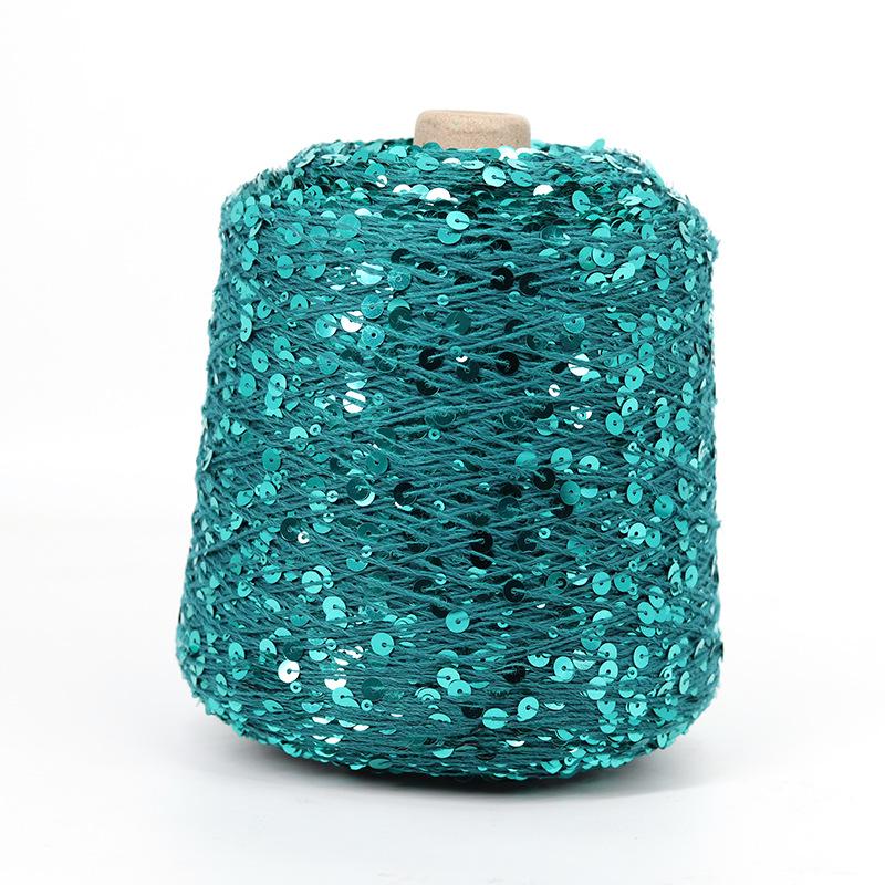 Hand-Knitted Bright Cotton Yarn with Sequins, 3MM+6MM, Combed and Fancy