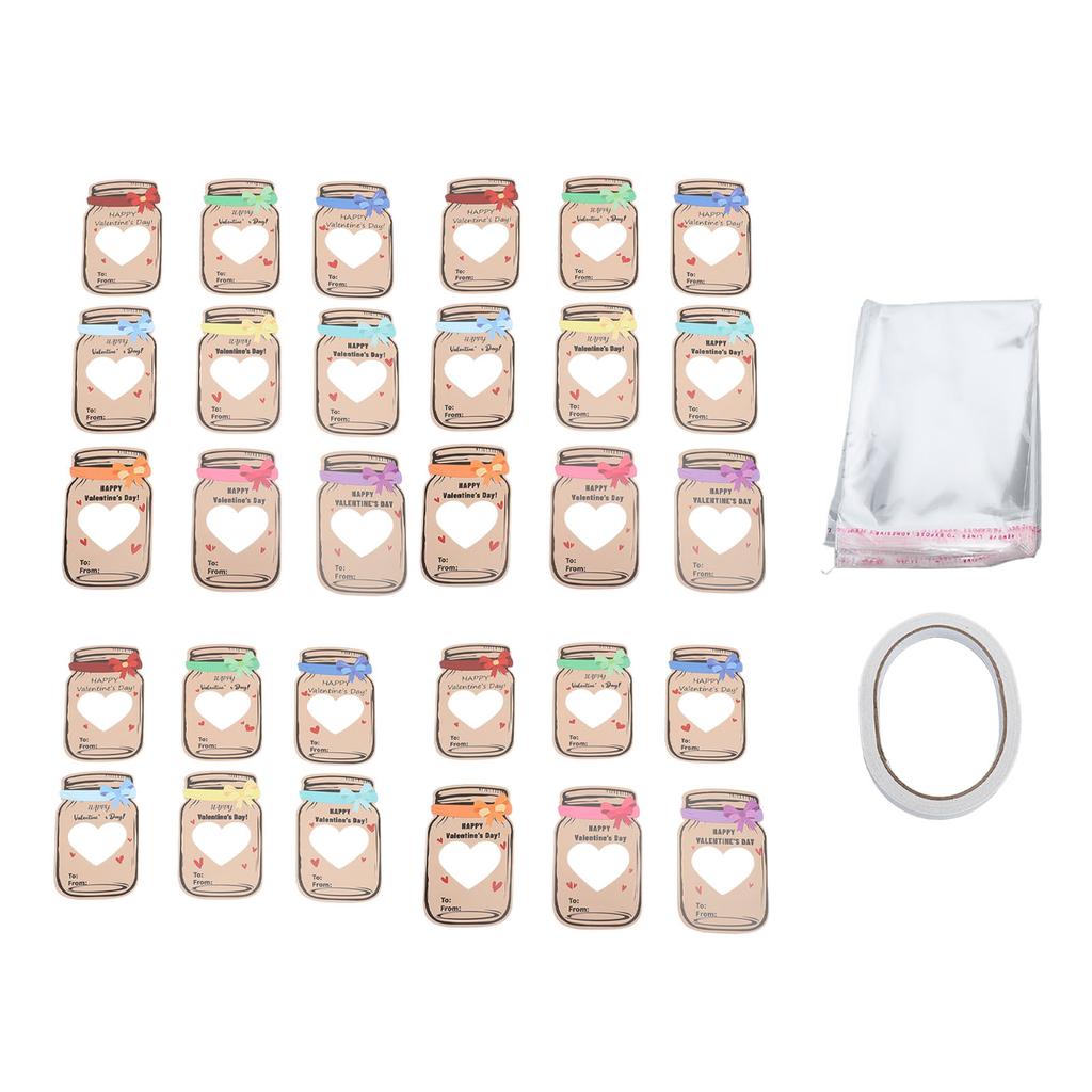 30 ks Valentýnských přání pro děti Výměna dárků ve sklenici Valentýnské DIY přáníčka s plastem
