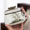 Canister for Loose Tea, Chinese Porcelain Puer Tin, Caddy, Ceramic Canister, Airtight Coffee, Household Jar, Storage Container