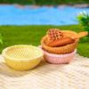Bamboo Basket Chair Dustpan Dollhouse Simulation Decoration' Dollhouse Miniature Furniture Resin