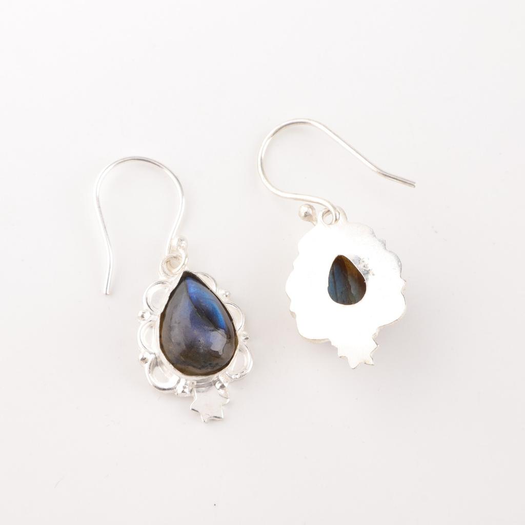 Labradorite Gemstone Earrings 925 Sterling Silver Handmade Jewelry Birthday Gift EE-163-34