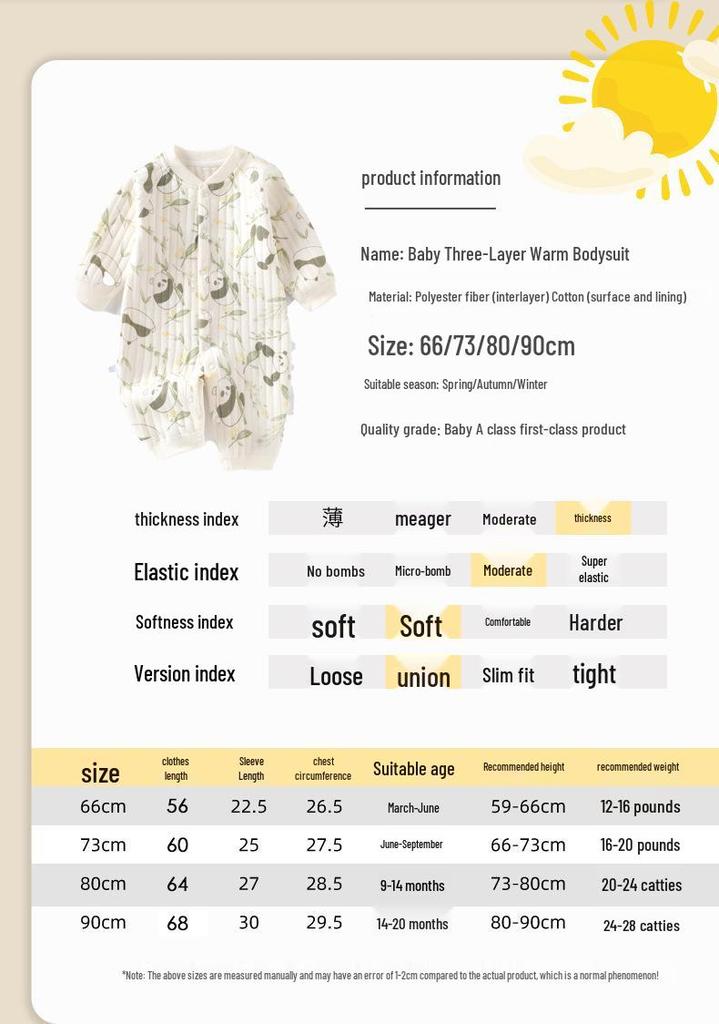 Baby Spring Cotton Jumpsuit: Class A Pure Cotton Warm Boneless Romper