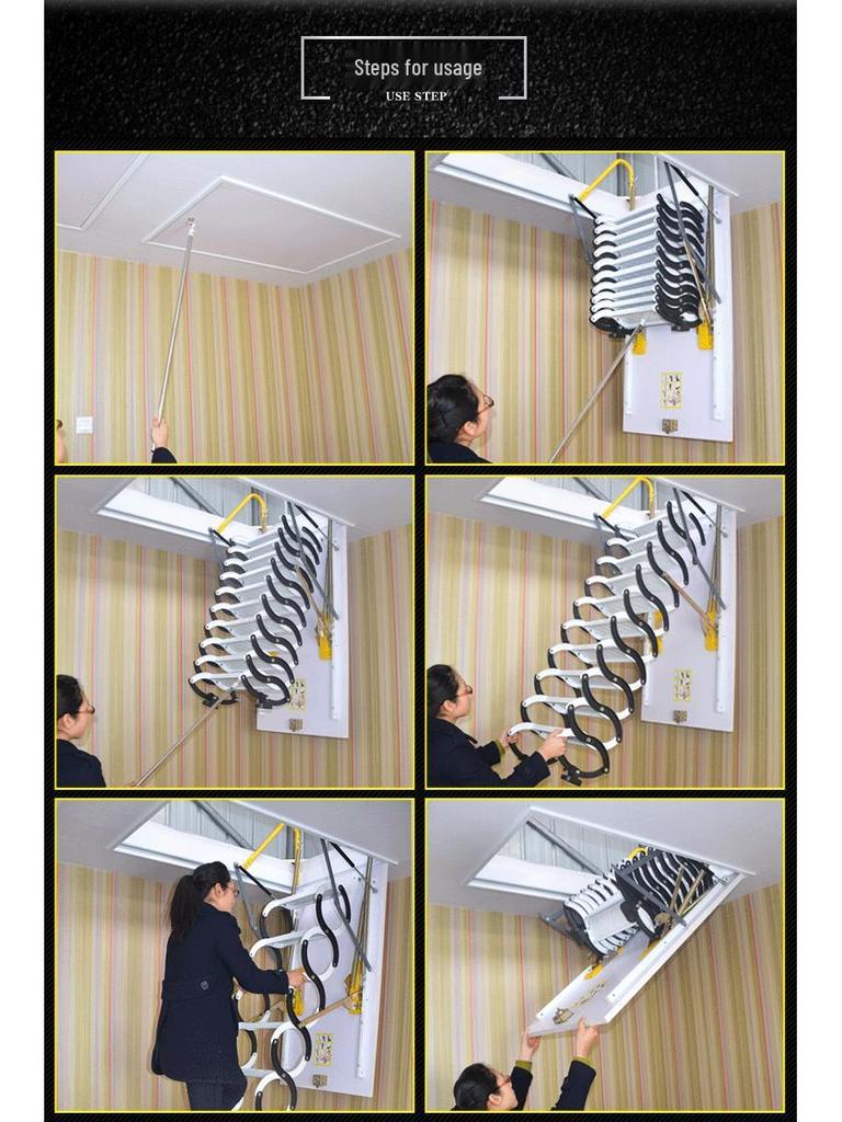 Electric Retractable Ladder for Attic, Villa, or Duplex - Indoor/Outdoor Folding Extension Ladder