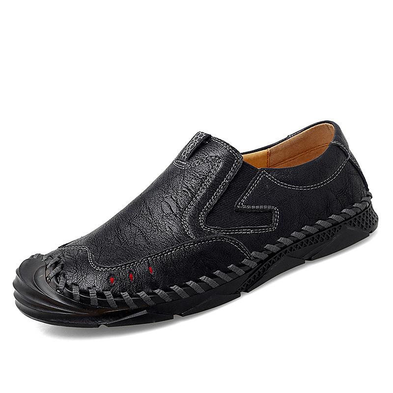 

Летние кожаные туфли мужские кожаные ручной работы дышащие мягкие мужские туфли без застежек мягкие универсальные удобные повседневные туфли 47